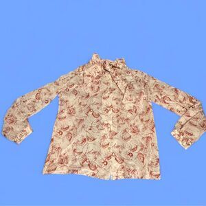 Vintage 70s Nikki Floral Tie Neck Secretary Blouse - modern size xs/s